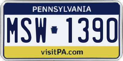 PA license plate MSW1390