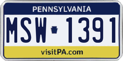 PA license plate MSW1391