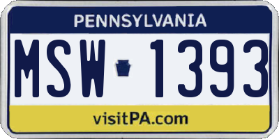 PA license plate MSW1393