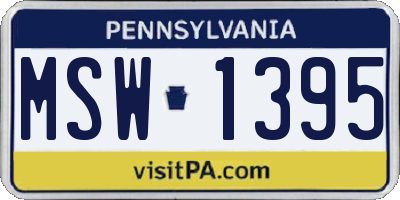 PA license plate MSW1395