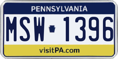 PA license plate MSW1396