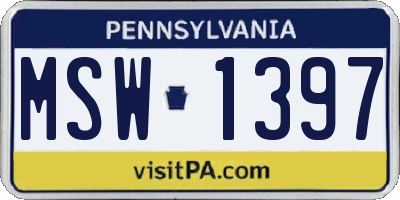 PA license plate MSW1397