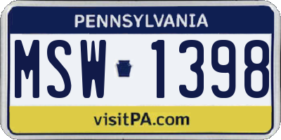 PA license plate MSW1398