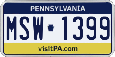 PA license plate MSW1399