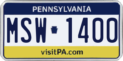 PA license plate MSW1400
