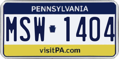 PA license plate MSW1404