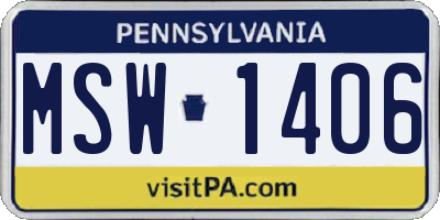PA license plate MSW1406