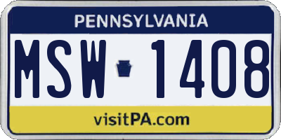 PA license plate MSW1408