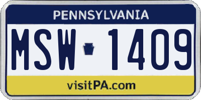 PA license plate MSW1409