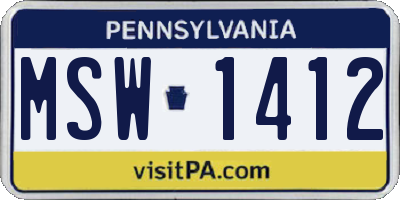 PA license plate MSW1412