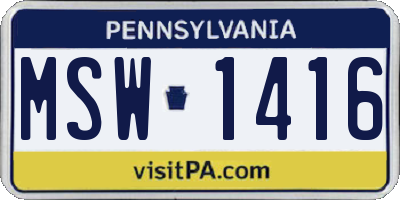 PA license plate MSW1416