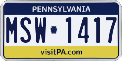 PA license plate MSW1417