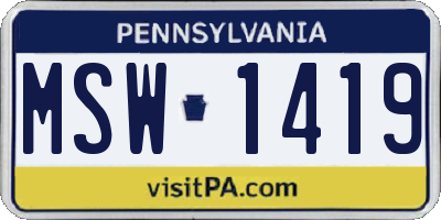 PA license plate MSW1419