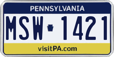 PA license plate MSW1421
