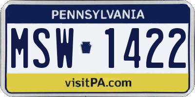 PA license plate MSW1422