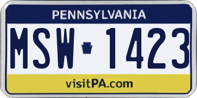 PA license plate MSW1423