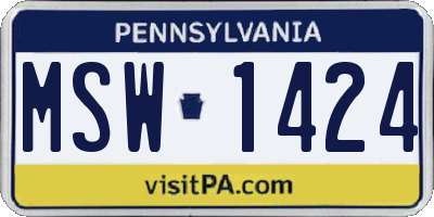 PA license plate MSW1424