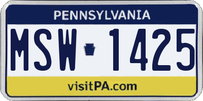 PA license plate MSW1425