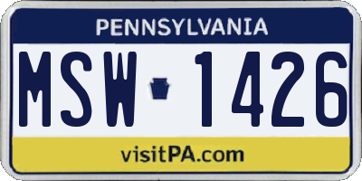 PA license plate MSW1426