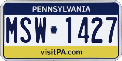 PA license plate MSW1427