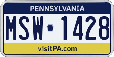 PA license plate MSW1428