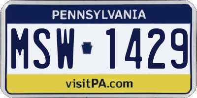 PA license plate MSW1429