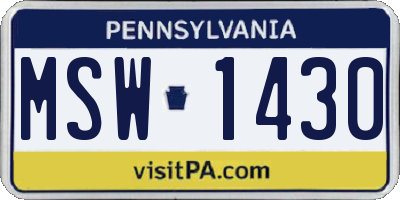 PA license plate MSW1430