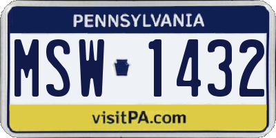 PA license plate MSW1432
