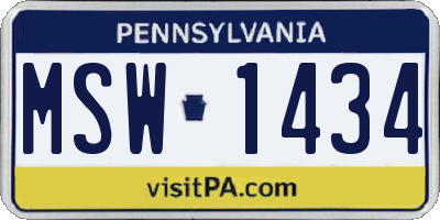 PA license plate MSW1434