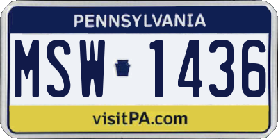 PA license plate MSW1436