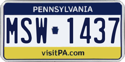 PA license plate MSW1437