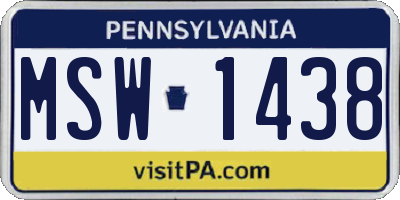 PA license plate MSW1438