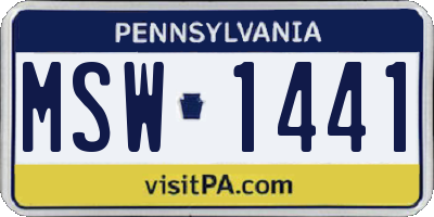 PA license plate MSW1441