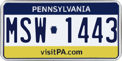 PA license plate MSW1443