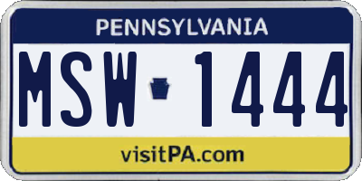 PA license plate MSW1444
