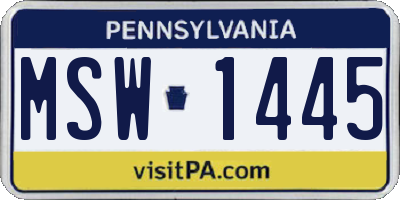 PA license plate MSW1445