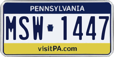 PA license plate MSW1447