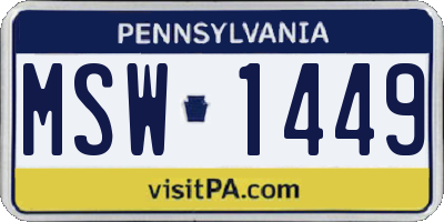 PA license plate MSW1449