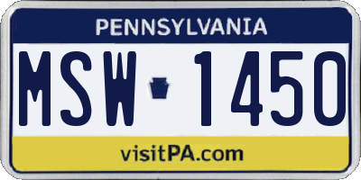 PA license plate MSW1450