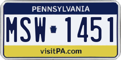 PA license plate MSW1451