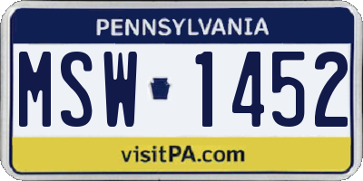 PA license plate MSW1452