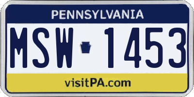 PA license plate MSW1453