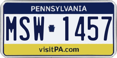 PA license plate MSW1457