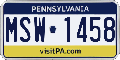 PA license plate MSW1458