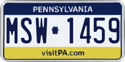 PA license plate MSW1459