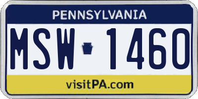 PA license plate MSW1460