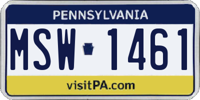 PA license plate MSW1461