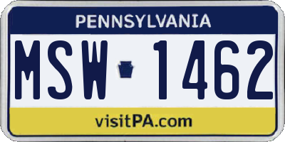 PA license plate MSW1462