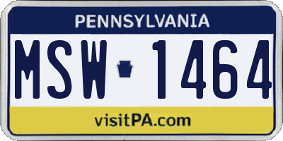 PA license plate MSW1464