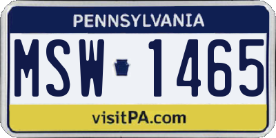 PA license plate MSW1465